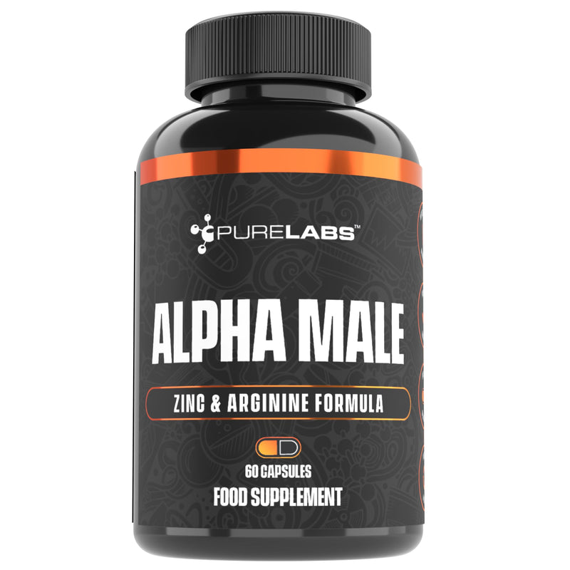 Alpha Male Testosterone Support for Men – 60 Capsules – High Strength Vitality & Muscle Support Supplement with Tribulus, Zinc & Vitamin D3 – Maintain Normal Testosterone Levels & Energy – Pure Labs