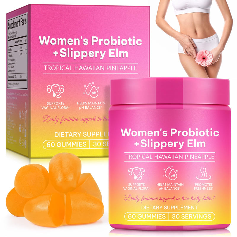 Vaginal Probiotics Feminine Balance pH Gummies for Healthy Odor Feminine Probiotics Gummies for Women with Slippery Elm Prebiotics & Lactobacillus Probiotic Blend Vaginal Odor & Vaginal Flora