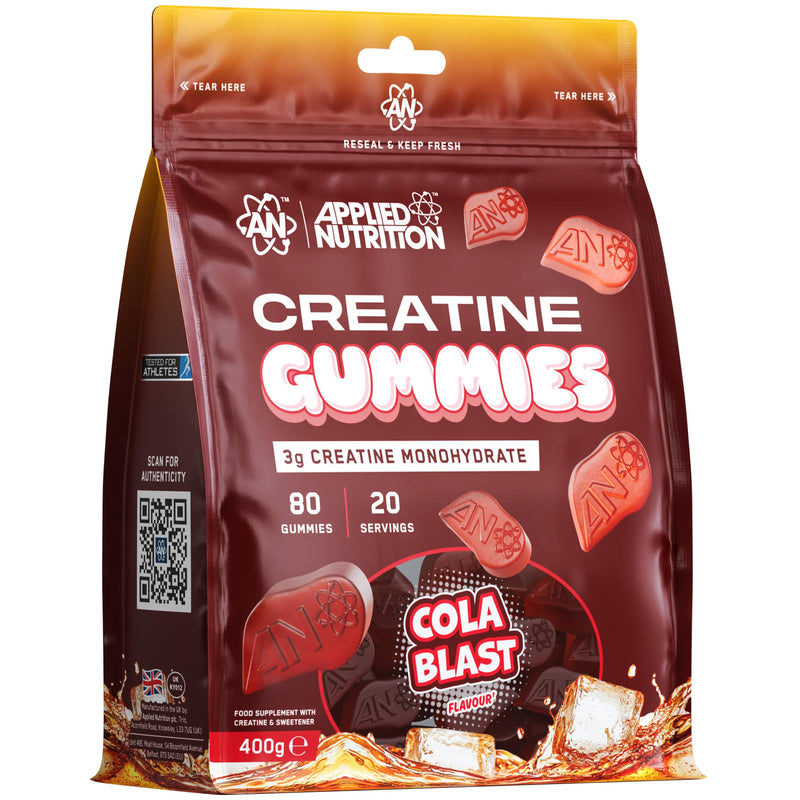 Applied Nutrition Creatine Gummies - 3000mg Creatine Monohydrate per Serving - 80 Chewable Vegan Gummies for Strength, Power & Recovery (20 Servings) Cola Blast