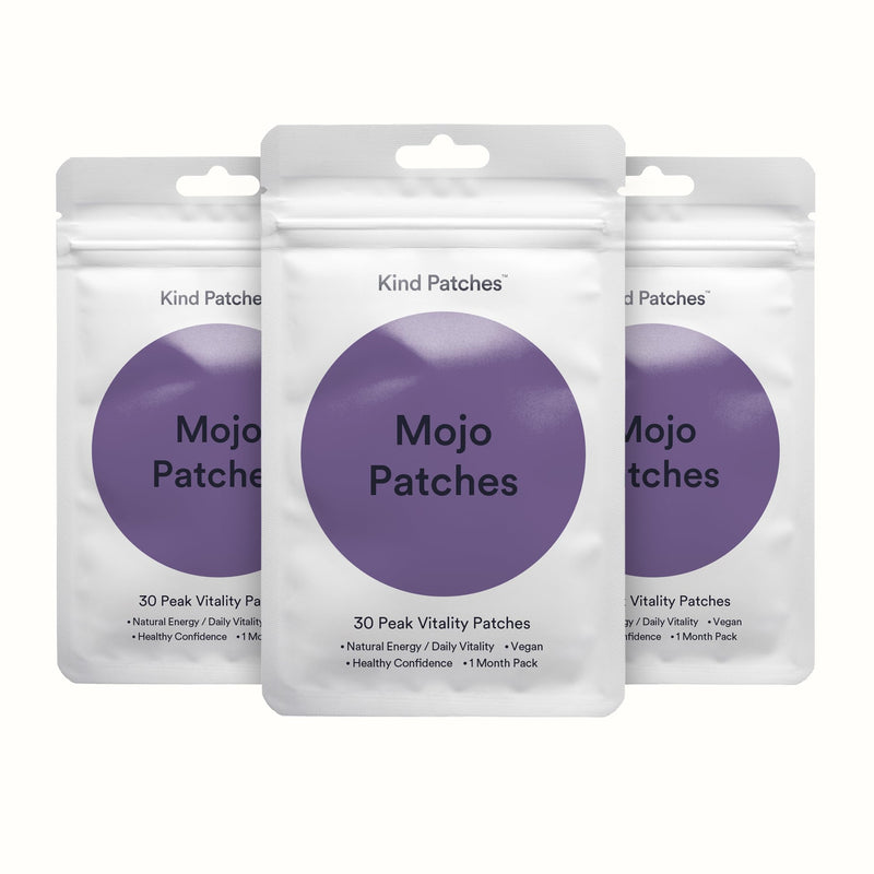 Kind Patches | Mojo Patches | Natural Energy, Daily Vitality & Testosterone Support | Botnical Plant-Based Formula with Tongkat Ali Extract, Zinc & Pomegranate | 90 Vegan Patches, 3 Months Supply 30 Patches (3 Packs)