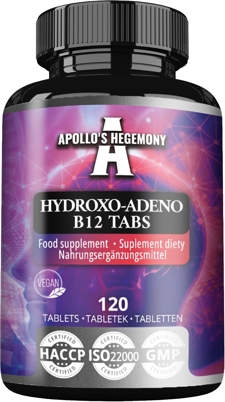 Vitamin B12 100 µg - Hydroxocobalamin & Adenosylcobalamin |120 Vegan Tablets | 480 Servings - Energy and Nervous System-by Apollo's Hegemony