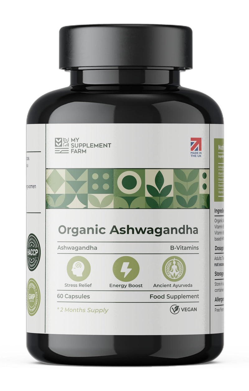 Organic Ashwagandha High Strength Capsules | 470mg, 60 Capsules - 2 Month Supply | Pure Root Extract Supplements for Men & Women | (Not Gummies or Powder) Made in UK | Vegan