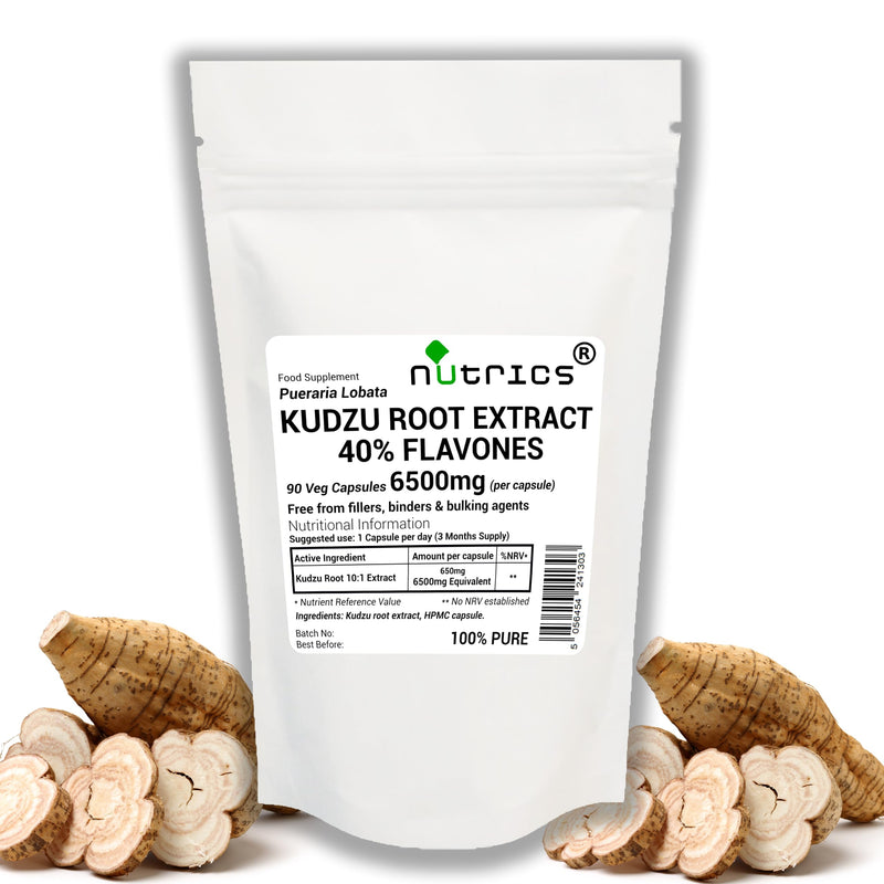 6500mg (per Capsule) KUDZU Root 10:1 Extract 90 V Capsules 40% Flavones Pueraria lobata Aqueous Extract -Strong One A Day Dietary Supplement (90)