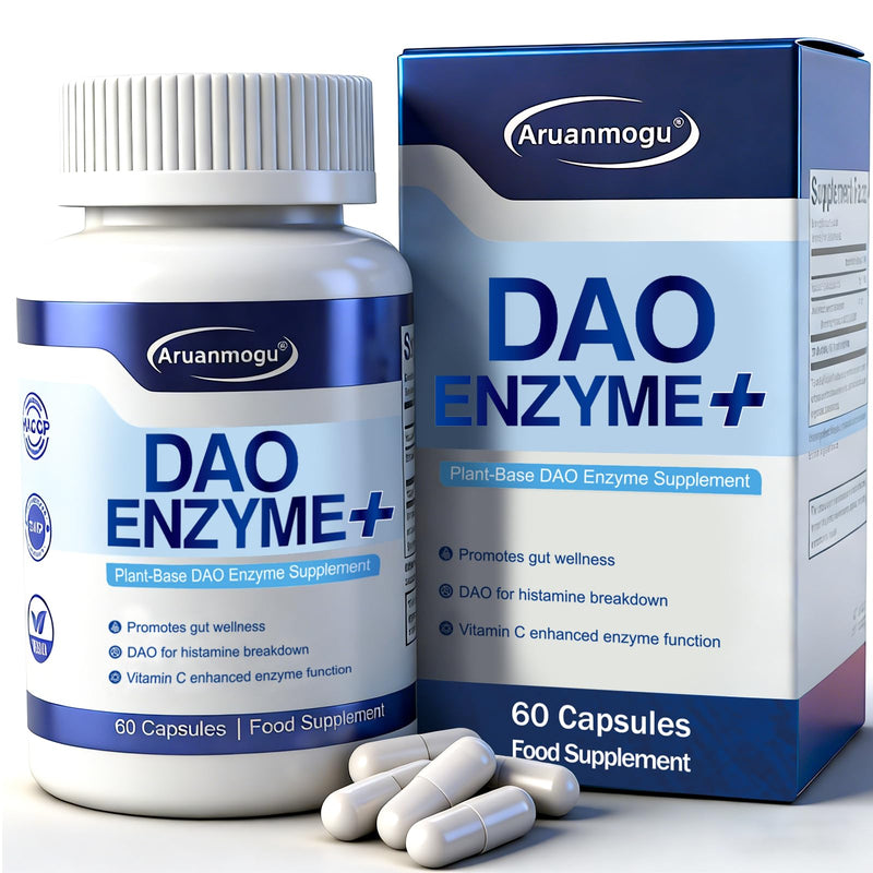 DAO Supplements Histamine Blocker – DAO Enzyme (Diamine Oxidase) & Vitamin C for Gut Health & Food Support – 60 Servings