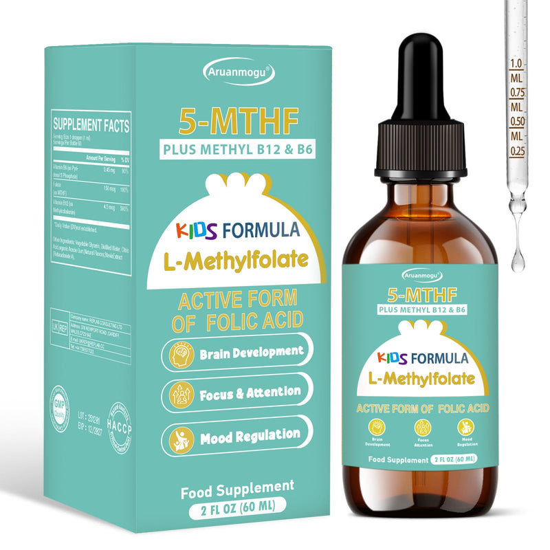 60ML Methylfolate for Kids | 5-MTHF Plus Methyl B12 with B6 (P5P) -Supplement Kids B12 Vitamin | Folinic Acid Alternative