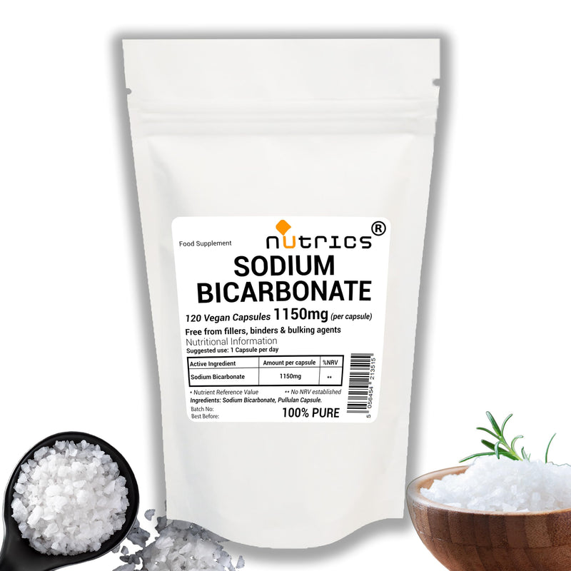 Sodium Bicarbonate 1150mg per Capsule, 120 Capsules, 4 Months Supply, Pure & Free from Fillers Binders and Bulking Agents, Strong Safe & Effective Dose, V Dietary Supplement