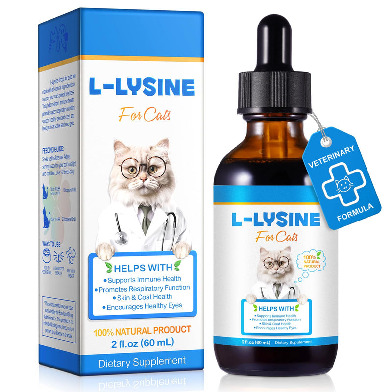 Lysine Supplement for Cats & Kittens – Daily L-Lysine Support for Immune & Overall Wellbeing – Easy-Mix Liquid Formula – Tasty & Gentle Nutritional Support – 60ml