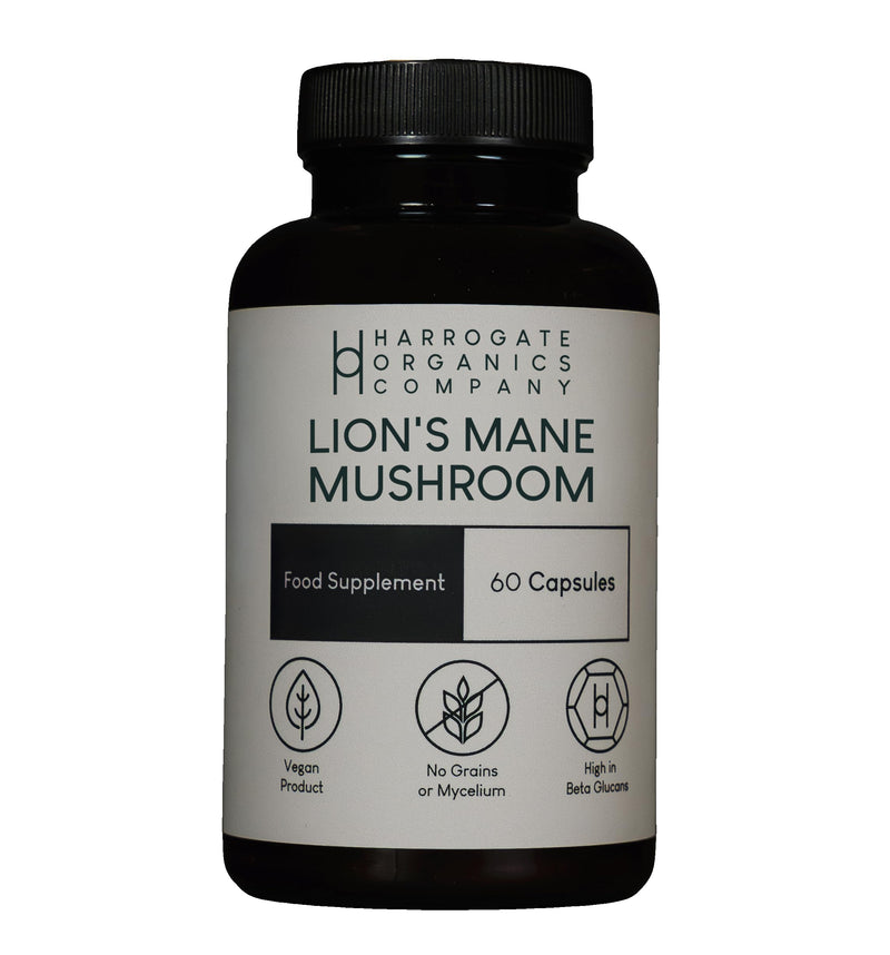 Harrogate Organics Lion's Mane Mushroom Supplement 60 Capsules - Natural Nootropic for Cognitive Boost, Memory Support & Mental Clarity
