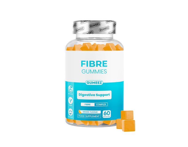 Fibre Gummies for Digestive Support & Regularity with Psyllium Husk, Inulin & Apple Cider Vinegar – High Fibre Complex, Orange Flavour, 60 Vegan Gummies – GUMEEZ