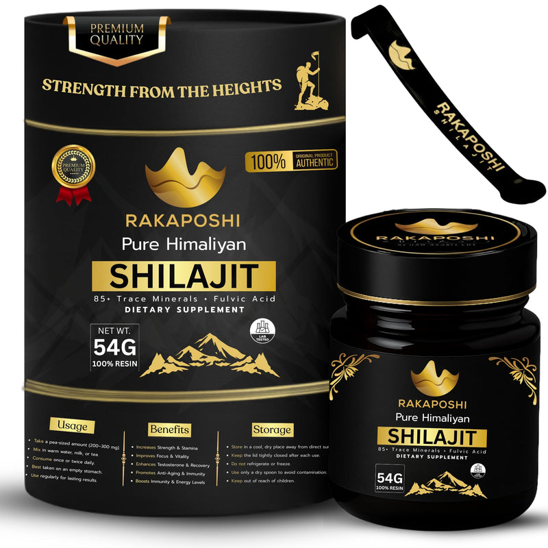 Shilajit Resin 54g, Pure Himalayan Shilajit (Gold Grade) with Fulvic Acid & 85+ Trace Minerals | Pure Shilajit for Energy, Stamina & Focus | Lab Tested