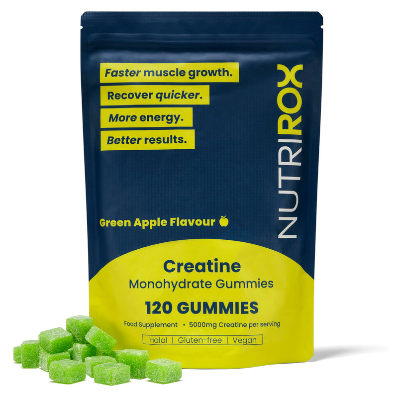 Creatine Gummies - 5000mg Creatine Monohydrate - Green Apple Flavour - 120 Gummies - Halal, Vegan, Gluten-Free - Pre/Post Workout Muscle Growth