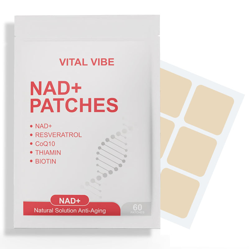NAD+ Patches - with NMN, Resveratrol & CoQ10 for Cellular Energy & Anti-Aging Support - Plant-Based, Sustained Release Formula, 100% Natural - 60 Transdermal Patches - NAD+ Supplement