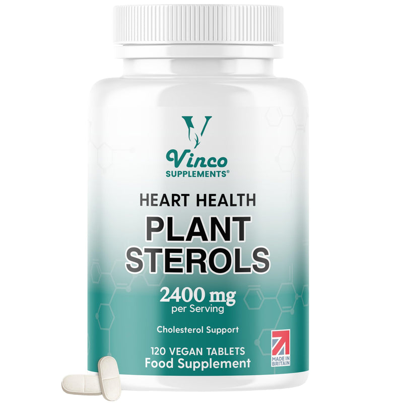 Vinco Plant Sterols High Strength 2400mg - 120 Vegan Tablets, Supports Healthy Cholesterol Levels - Contains Beta-Sitosterol, Vegan and Vegetarian Friendly - Made in The UK