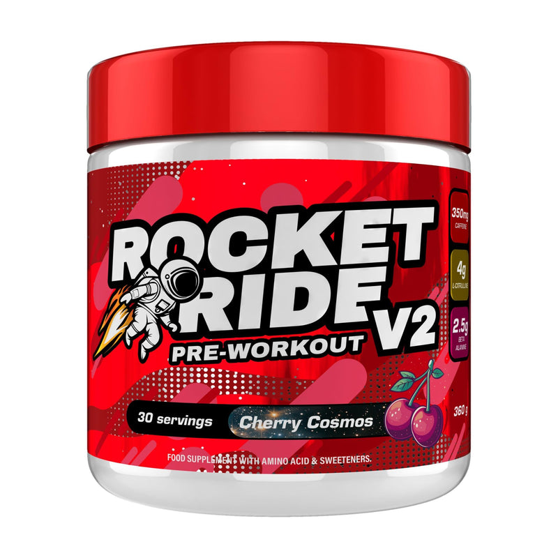 Rocket Ride Pre-Workout V2 360g – Extreme Energy & Focus – High Stim Caffeine – Smooth Mix & Incredible Flavours | 30 Servings (Cherry Cosmos) Cherry Cosmos