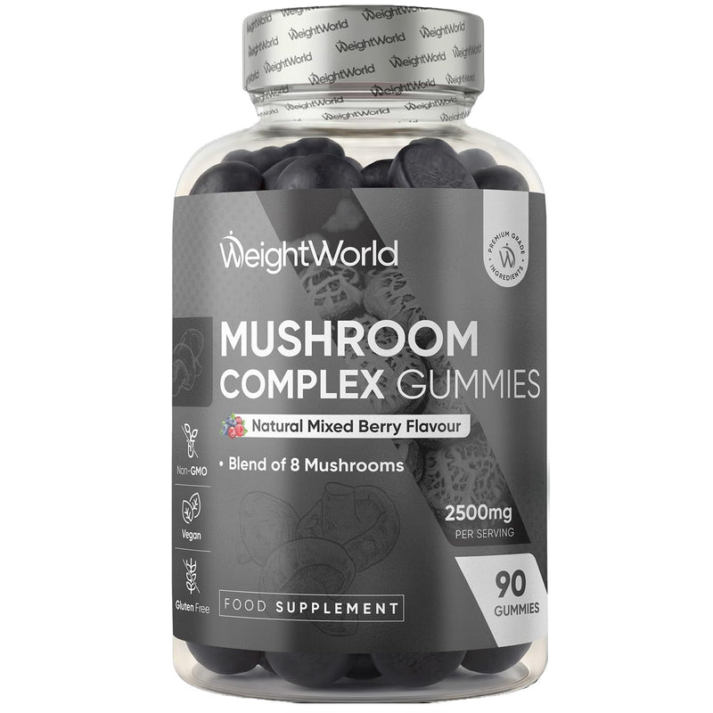 Mushroom Gummies - 90 Gummies - 45 Days Supply - 8-in-1 Complex - 2500mg - Lions Mane, Reishi, Chaga, Shiitake & Maitake - Vegan Mushroom Complex Gummies for Women & Men - Natural Mixed Berry Flavour