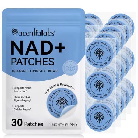 Acentfalabs NAD+ Patches for Anti-Aging and Longevity, Energy and Cellular Repair Support, 30 Patches, 1 Month Supply