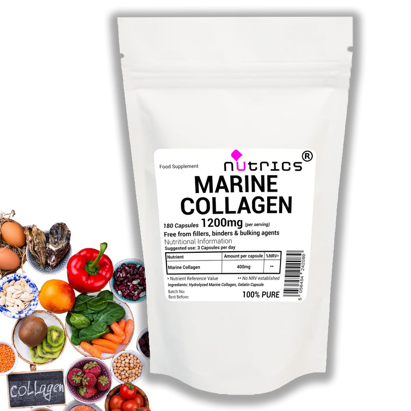 Hydrolysed Marine Collagen 1200mg 180 Capsules - 100% Pure, No Fillers, Binders or Bulking Agents
