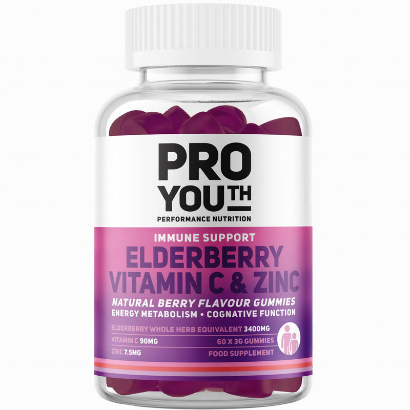 Nutrition Tripple Boost Immune Support Vitamin C, Zinc and Elderberry Gummies | Antioxidant Defense | Adults & Children | Berry Flavour | Vegan, Low Sugar | ISO Certified | 60 Gummies