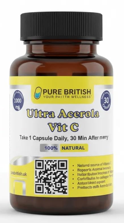Ultra Acerola Vitamin C – Natural Acerola Cherry Powder, 30 Capsules – Dietary Supplement