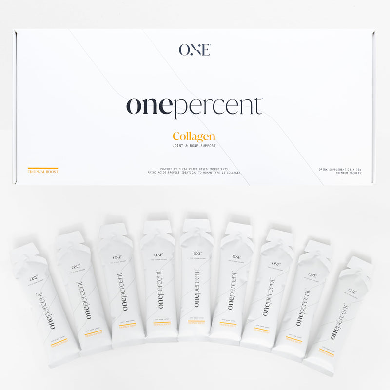 Liquid Collagen Sachets for Joints and Bones - No Mixing Required - Aids Sports Recovery - Plant Based Type 2 Collagen with Vitamins & Glucosamine - One Percent Supplements