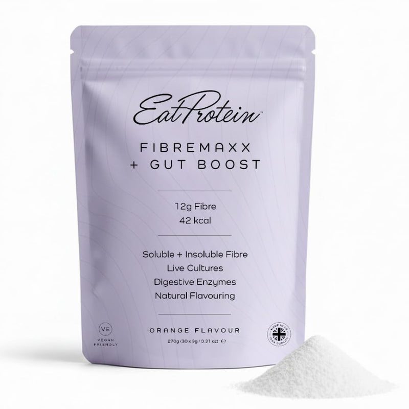 Orange FibreMaxx + Gut Boost | Full Spectrum Fibre with Live Cultures & Digestive Enzymes | 12g Daily Fibre, Supports Gut Microbiome, Digestion & Balance | Vegan | Sugar Free | 30 Servings