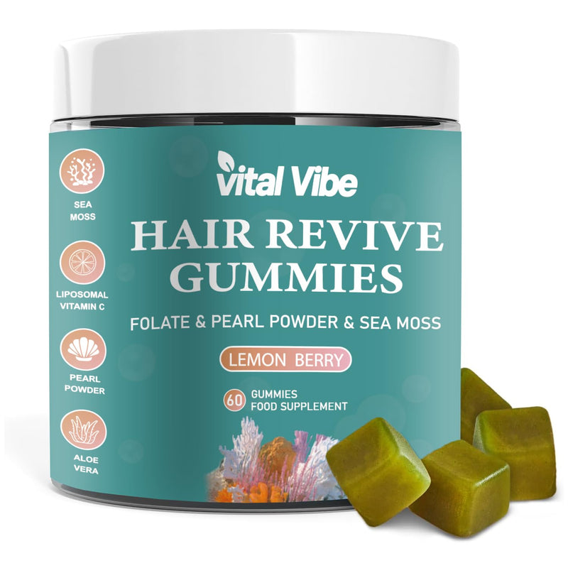 Biotin Hair Growth Vitamin Supplement with 5000mcg for Women or Men | Support Skin Collagen & Nails | Biotin High Strength with Folate, Sea Moss & Pearl Powder | Vegan 60 Gummies