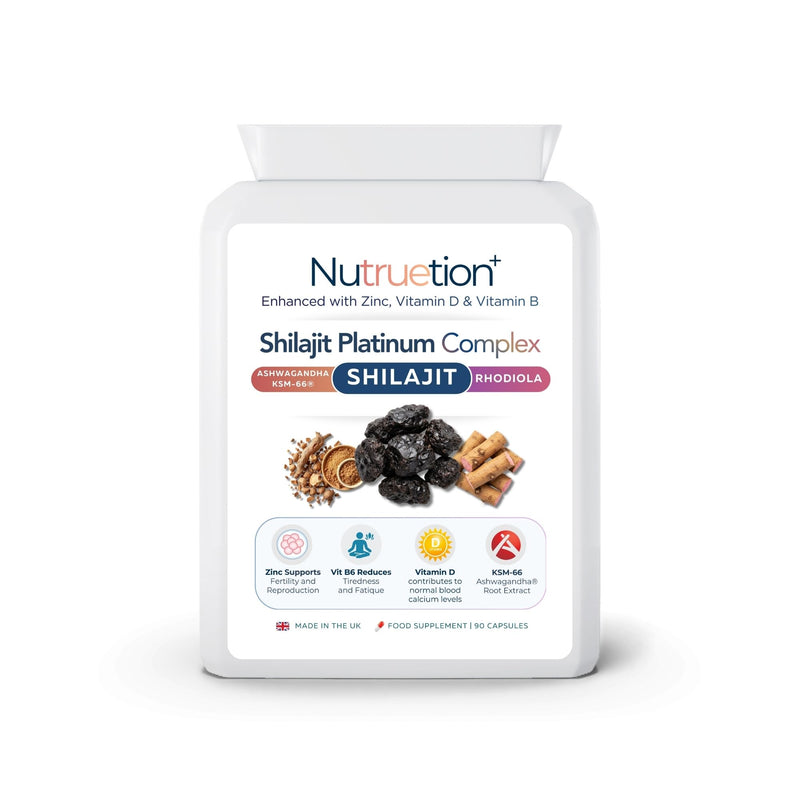 Shilajit Platinum Complex 2000mg with 60% Fulvic Acid, KSM-66® Ashwagandha, Rhodiola, Zinc, Vitamin D3 & B6 | Black Pepper | 90 Vegetarian Capsules | UK Made
