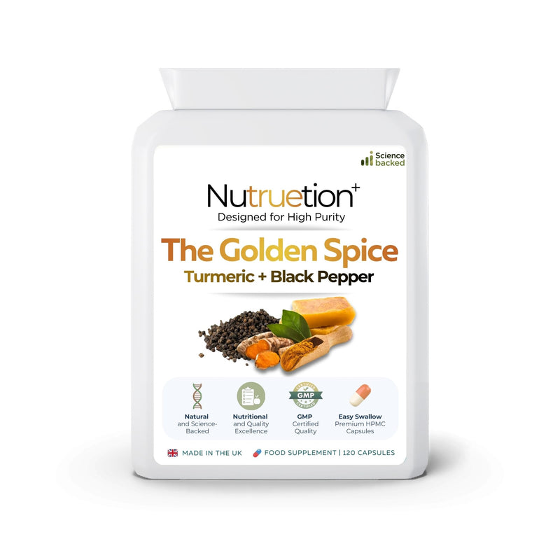 Turmeric with Black Pepper Capsules 500mg | Whole Turmeric Root Powder + 5mg Black Pepper | 120 Vegan Capsules | UK Made Turmeric Supplement