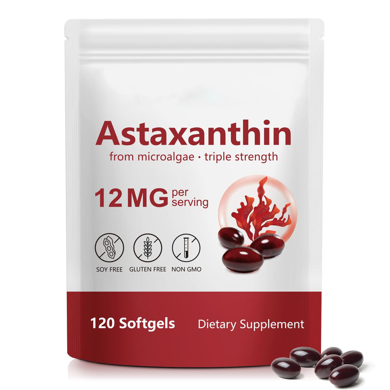 Astaxanthin 12mg, 120 Softgels, 4 Month Supply | Premium Astaxanthin Antioxidant Supplements - Supports Eye, Immune, Joint, Skin Health and Internal Circulation, Easy to Swallow, Non-GMO