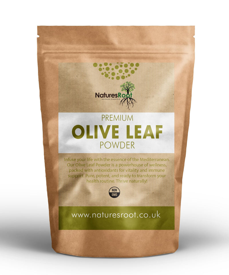 Nature's Root Olive Leaf Powder | Premium Fresh-Ground Olea Europaea | Natural Polyphenols & Antioxidant Source | Pure & Additive-Free | Vegan Superfood for Smoothies & Wellness Support (500g)
