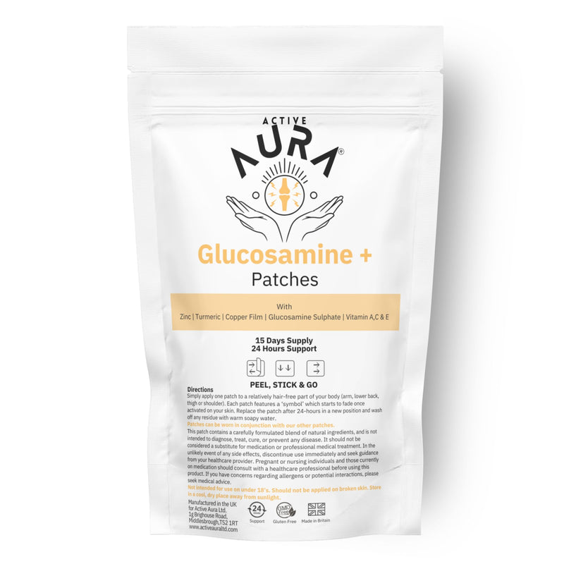 Active Aura Glucosamine+ Patches – Joint & Mobility Lifestyle Support | Powered by Matrix Patchtech | Natural Botanical Blend | Vegetarian & Gluten-Free | UK Manufactured | (15) Patches 15