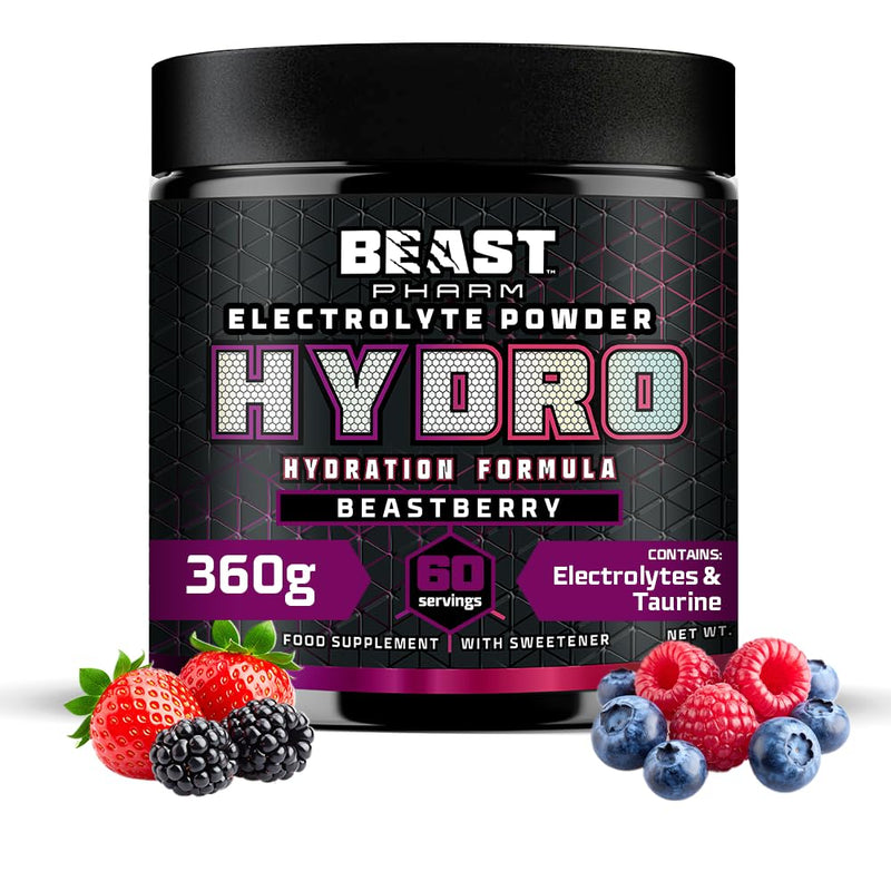 Beast Hydro Electrolytes Powder 60 Servings Keto Electrolyte Drinks for Hydration - Sugar Free with Potassium, Magnesium & More - 360g Beastberry