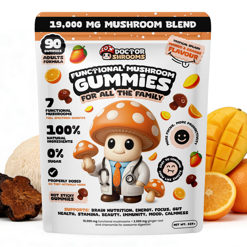 Mushroom Gummies for Adults | Multi Functional Blend with Lion’s Mane & Cordyceps | Focus, Energy & Immune Balance Support | Vegan & Sugar Free | 90 Gummies (Mango and Orange) Mango and Orange