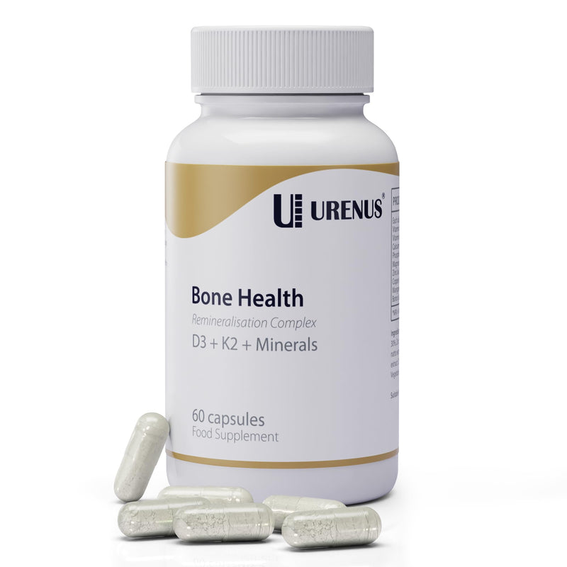 Vitamin D3 + K2 MK-7 with Calcium & Magnesium – Complete Bone Strength & Muscle Support Formula – 60 Capsules – High Strength, Made in UK