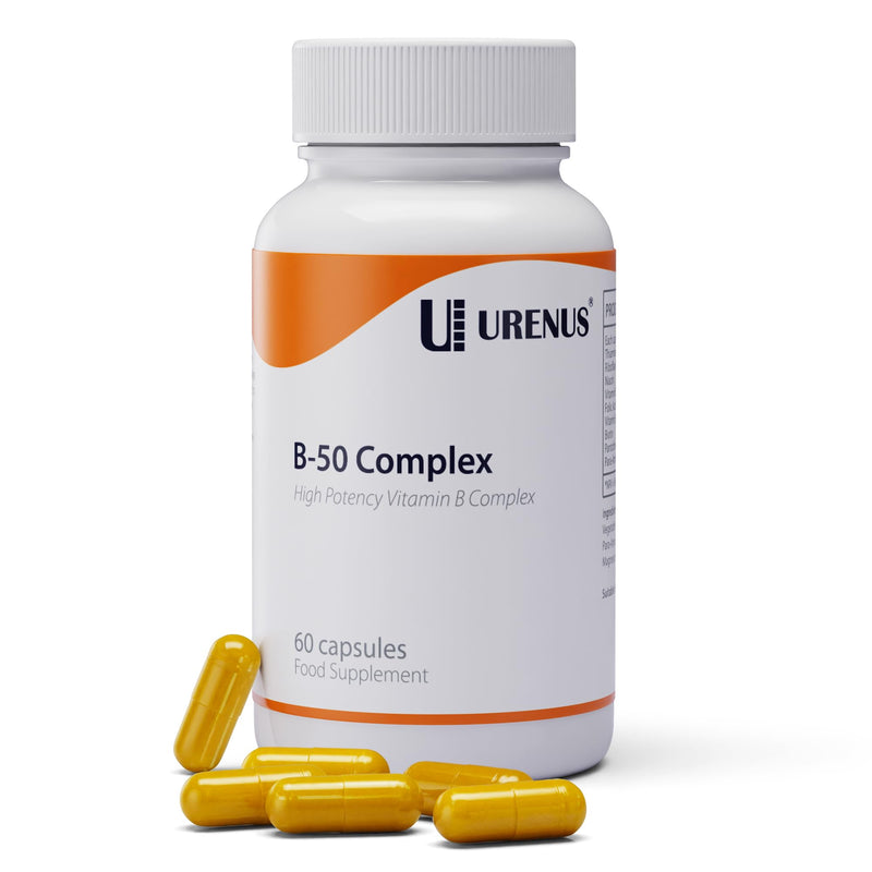 Vitamin B-50 Complex High Strength – Complete B-Vitamin Formula for Energy, Metabolism & Nervous System Support – 60 Vegan Capsules – Made in UK