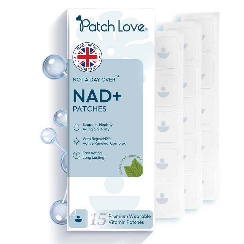 NAD+ Patches for Cellular Energy & Vitality - Nicotinamide Riboside (NR), Resveratrol & Alpha Lipoic Acid - Time-Release Transdermal Patch - Anti-Ageing Support - Vegan - 15 Patches - Made in UK