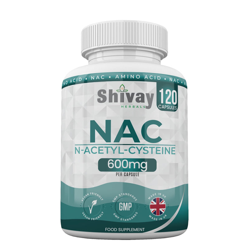 NAC N-Acetyl Cysteine 600mg | High Strength & Max Absorption | 120 Vegan Capsules (4 Month Supply) | Pure Amino Acid Supplement | UK Made by Shivay Herbals