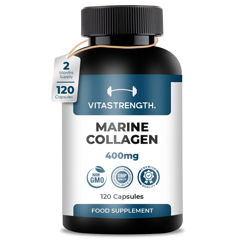 High Strength Marine Collagen Complex 400mg | Glucosamine, MSM, Chondroitin & Vitamin C | 120 Capsules (60 Day Supply) | Made in UK
