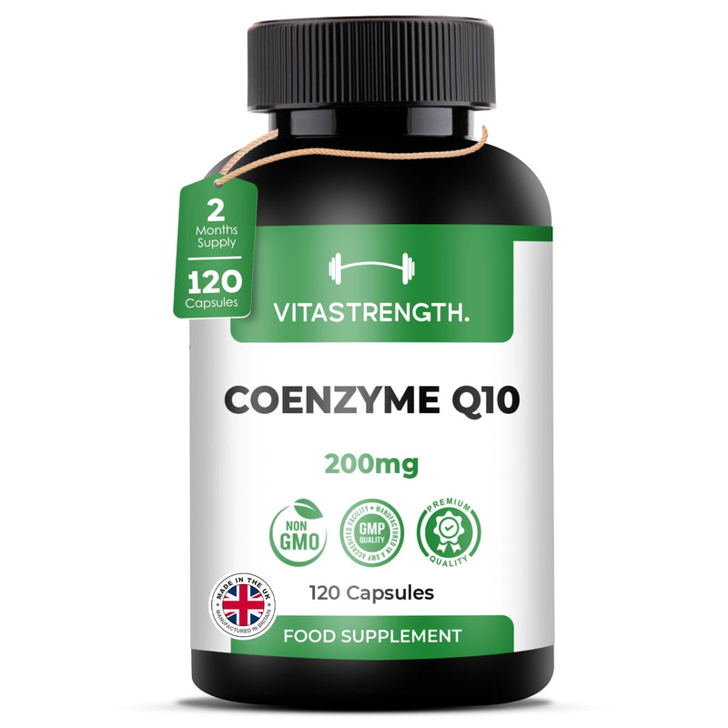 CoQ10 Supplement 200mg | 120 Vegan Co Enzyme Capsules | 2 Months Supply | Ubiquinone Form | High Absorption CoQ10 Supplements | Made in Britain | Non-GMO & Magnesium Stearate Free