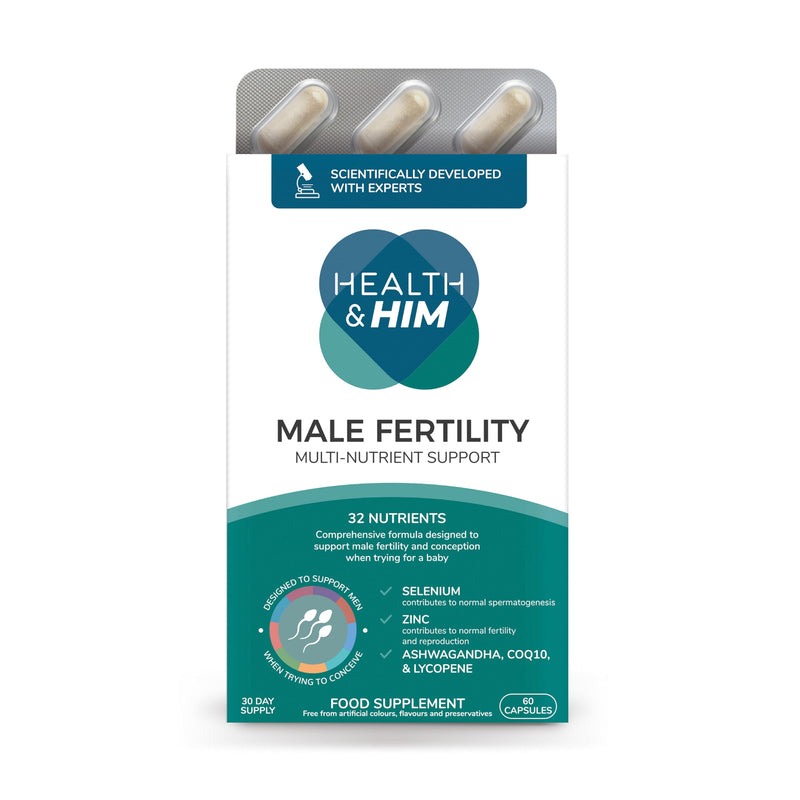 Health & Him Male Fertility Multi-Nutrient Support - Conception Vitamins for Men - Contains Selenium, Zinc & Ashwagandha - 60 Capsules - 30 Day Supply - Vegan & Gluten Free 60 count (Pack of 1)