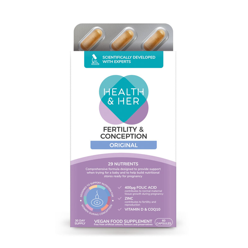Health & Her Fertility & Conception Original - prenatal Vitamins for Women- Contains Folic Acid, Vitamin D, B12, Zinc and Magnesium - 1 Month Supply - 60 Capsules - Vegan & Gluten Free 60 count (Pack of 1)