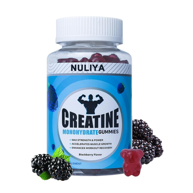 Creatine Gummies, 5000mg per Serving, with Added Taurine and Vitamin B12, Easily Supports pre- and Post-Workout Performance and Muscle Strength, Berry-Flavoured Vegan Gummies（60）