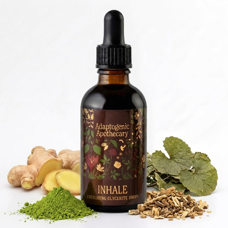 Inhale – Premium Vitality Drops | Daily Botanical Glycerite with Ginger, Matcha, Gotu Kola & Siberian Ginseng | Alcohol-Free | 50ml, 25 Servings | UK-Made, Vegan