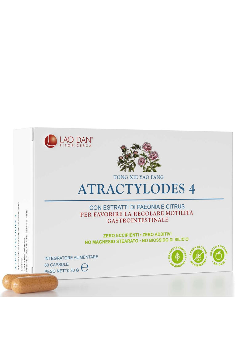 Atractylodes 4 by Fitoricerca Lao Dan® | Intestinal Regularity and Elimination of Intestinal Gases and Swelling | Lazy Bowel | Intestinal Transit | Zero Additives | Made in Italy