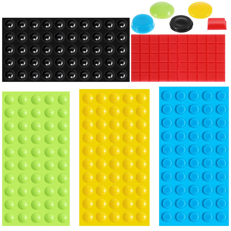250 Pack Bump Dots for Visually Impaired, 5 Color Silicone Self-Adhesive Braille Stickers for Low Vision Aids, Tactile Dots for Blind & Elderly (Red, Black, Green, Yellow, Blue)