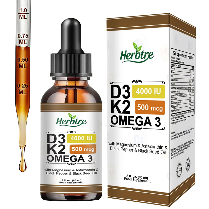 Vitamin D3 K2 Drops | Vegan D3 & K2 (MK-7) Liquid Supplement for Men & Women | Supports Bone & Immune Health | Sugar-Free, 60 ml