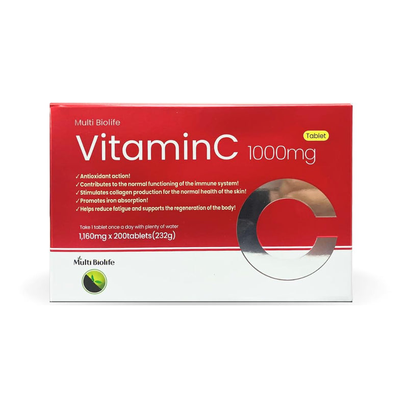 Vitamin C 1000mg (200 Tablets) - Supports a Immune System & Anti-oxidant Protection | Gluten Free - Made in Korea