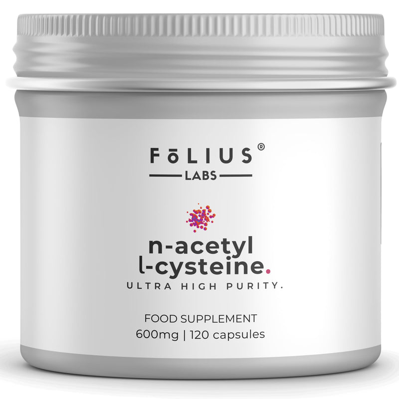 FOLIUS LABS Clean Label N-Acetyl L-Cysteine (NAC) 600mg Supplement – 120 Veg Capsules 120 Caps