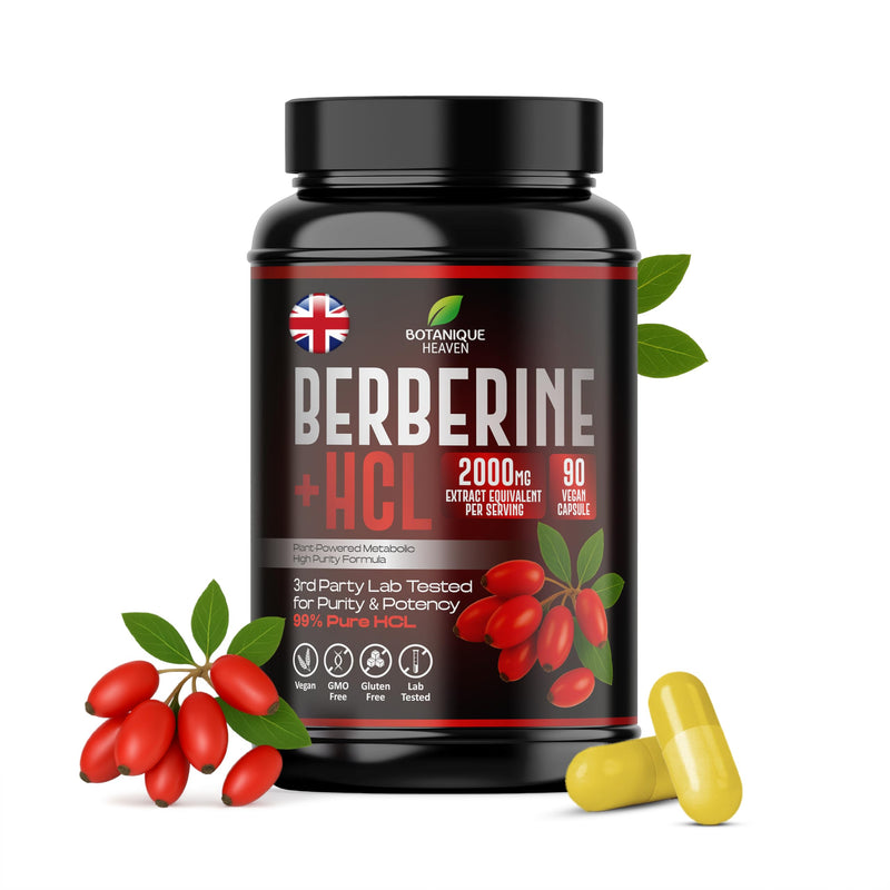 Berberine HCL 2000mg Equivalent Per Serving – 99% Pure Berberine Extract – Metabolic Support & Daily Wellness – 90 Vegan Capsules – Non-GMO, Gluten Free, Lab Tested Food Supplement