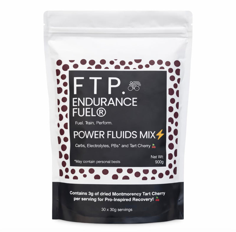 FTP Power Fluid Mix, Tart Cherry Ripple, Carbohydrate & Electrolyte Endurance Fuel, 27g Carbs Per Serving, 30 Servings, 900g